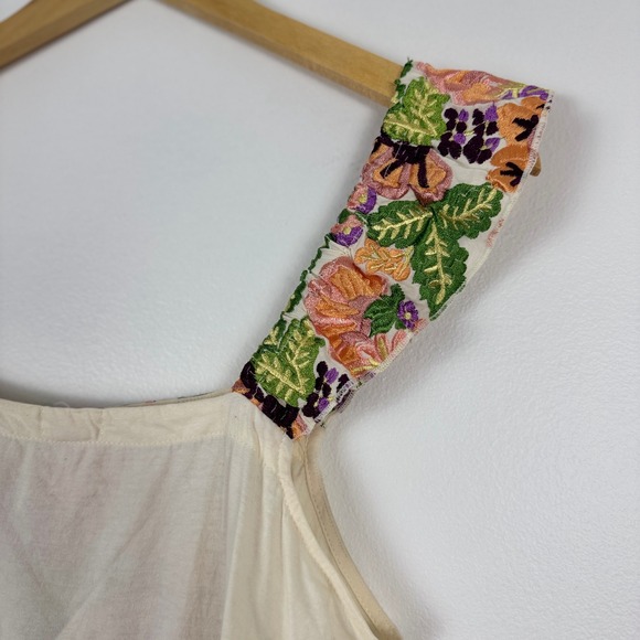 Anthropologie Tiny Marin Floral Embroidered Tank Top Sleeveless Cream Size M - Picture 6 of 12